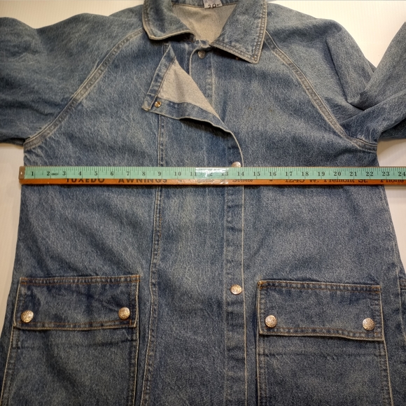 Vintage TYCA Wastland Embossed Denim Trench Jacket Sz Medium Made In USA - Picture 13 of 14